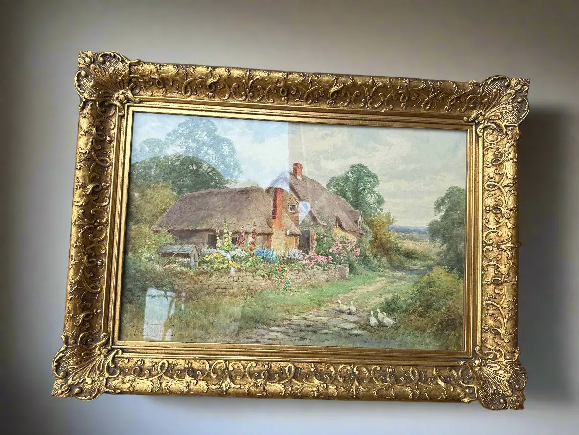 Cottswald Cottage In Spring Henry John Sylvester Water Color 1