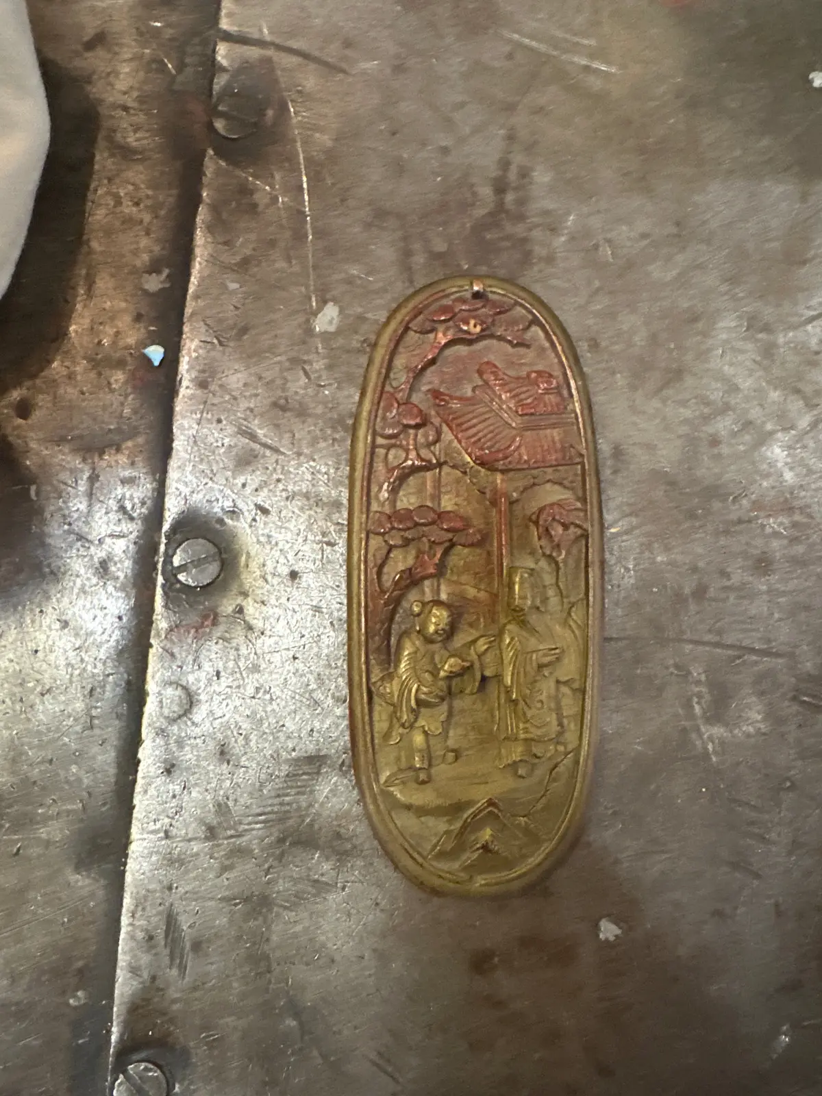 Chinese Tiny Oval Carving With Wax Seal Attached 1