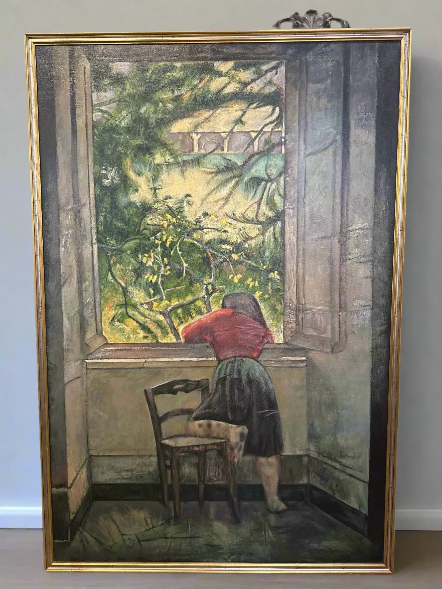Large Oil Painting Of A Girl By The Window -After Balthus 1