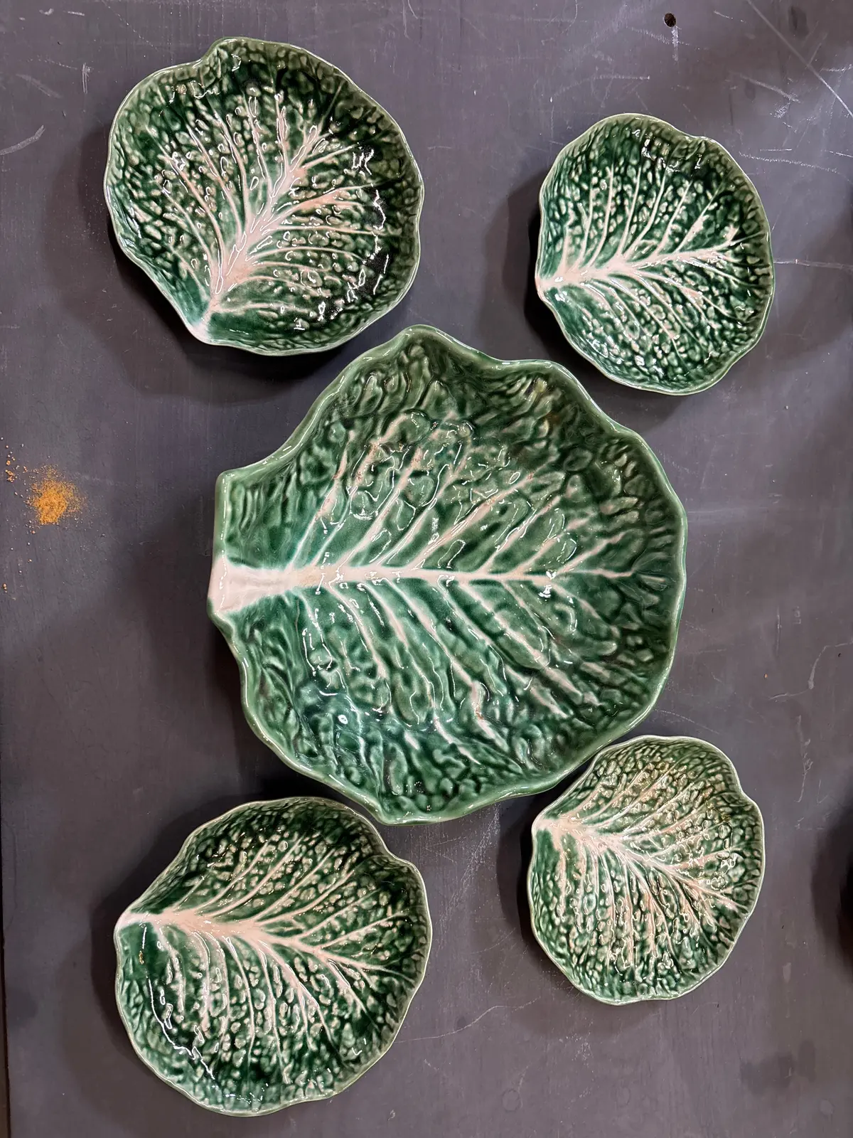 5 Piece Majolica Cabbage Set 1