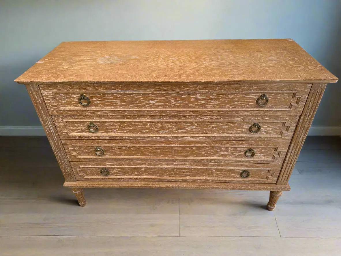 Light Oak 4 Drawer Chest As Found Leg 1