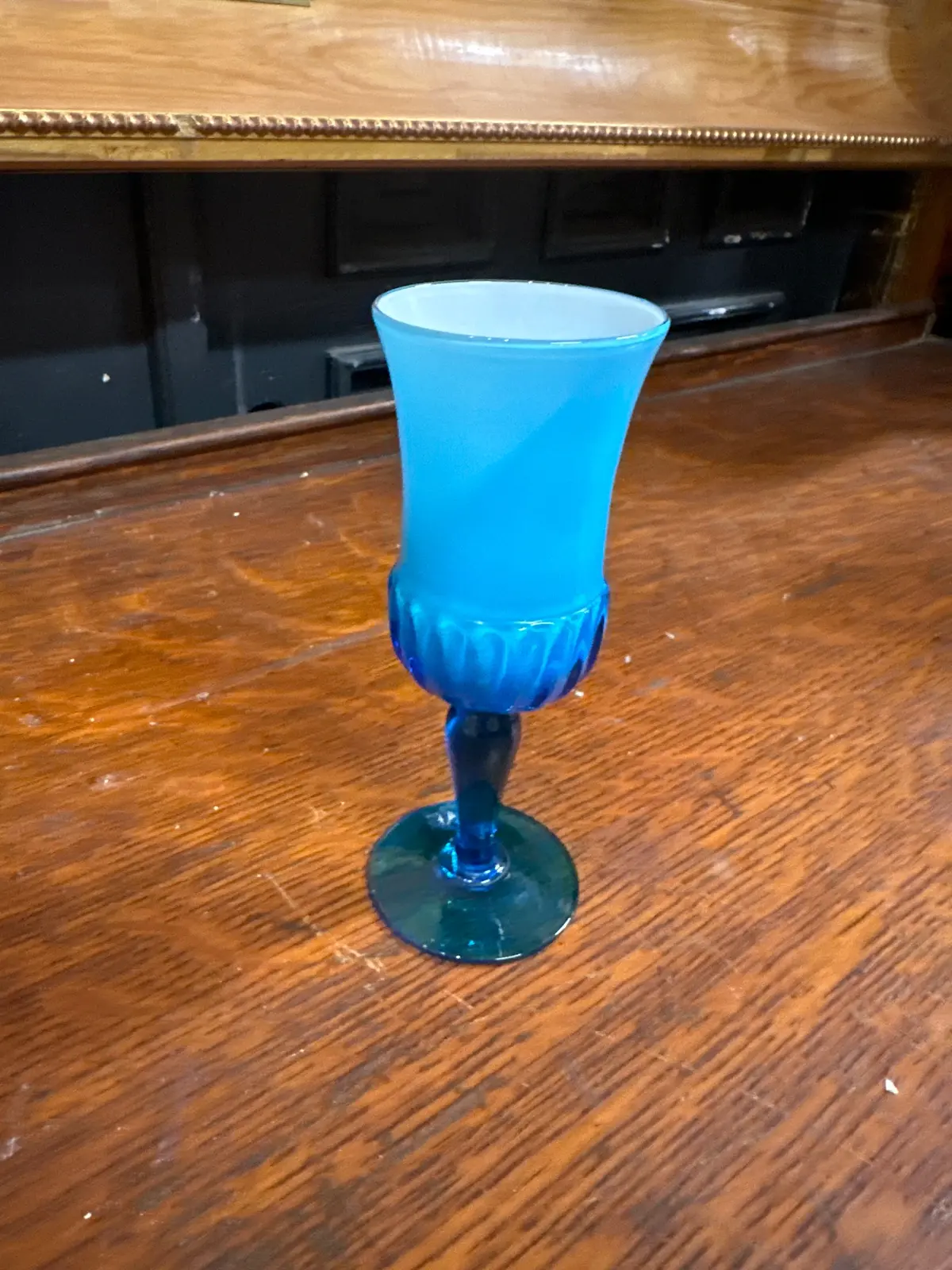 Cased Glass Opaline Stemmed Glass 1