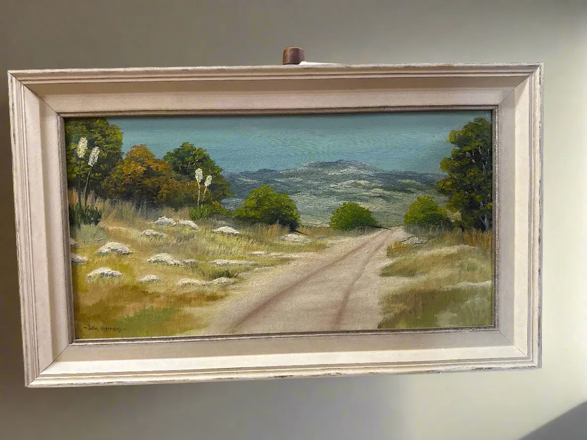 Framed Oil Painting Of Yucca Trees And A Road Signed Julian Onderdonk 1