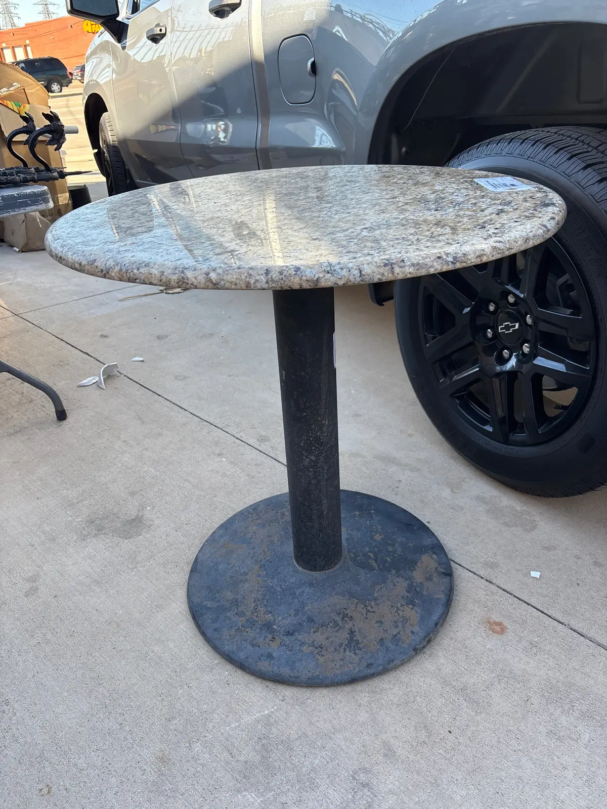 Round Granite Top Table With Metal Base 1