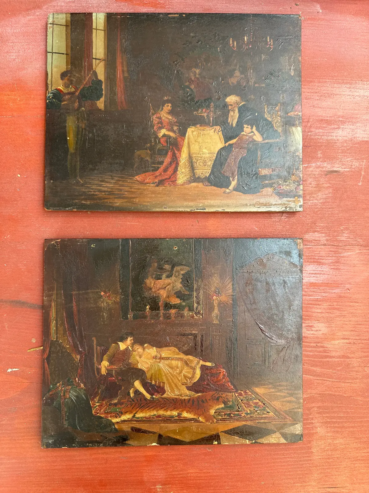 Pair Of Spanish Lithographs On Board 1