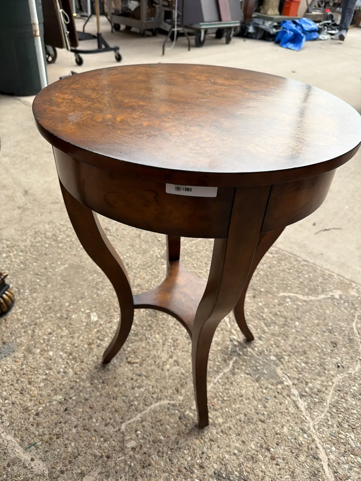 Burlwood Side Table With Drawer - As Found 1