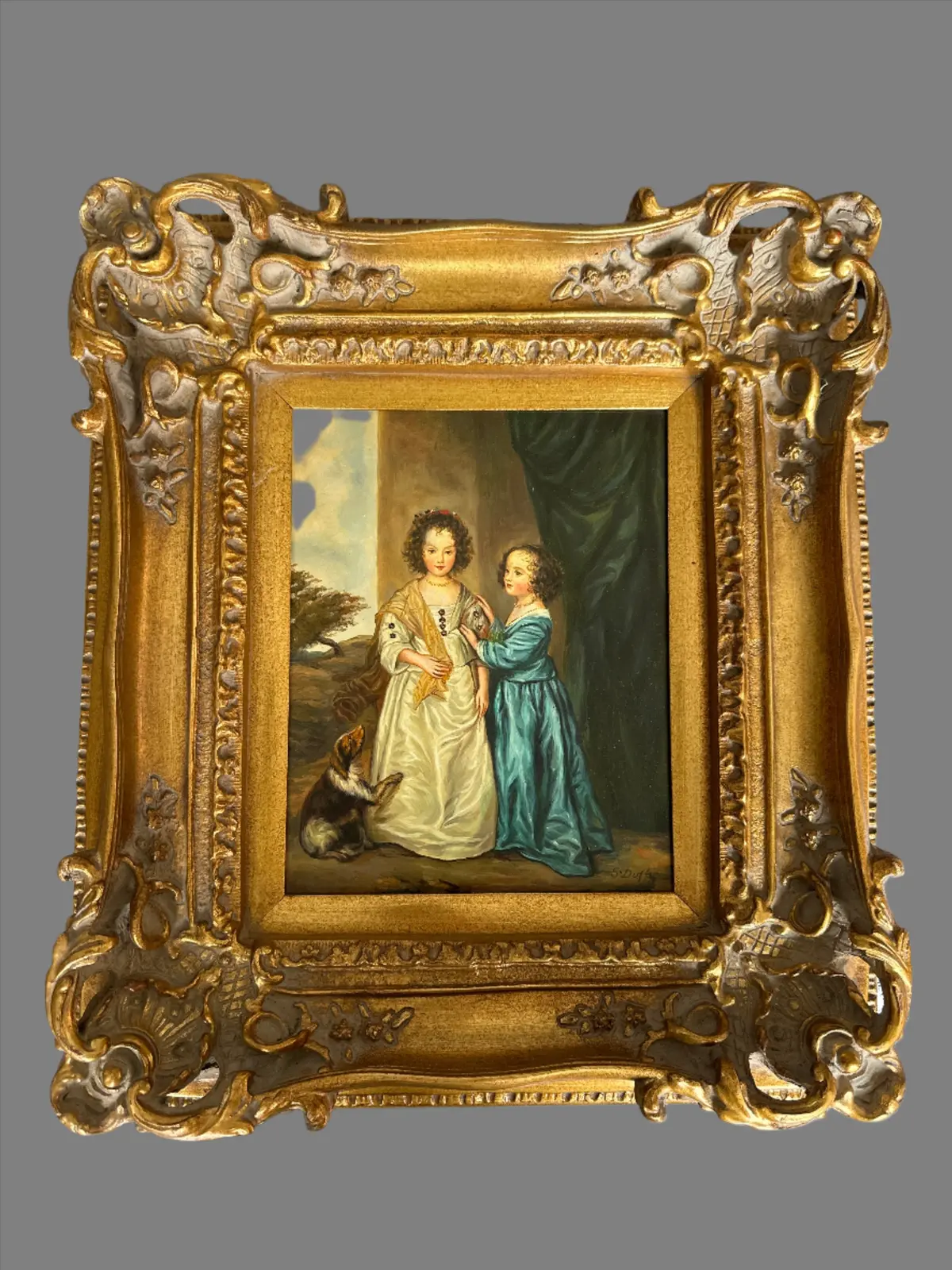Signed Reproduction Of Van Dycks Portarit Of Waren Sisters 1