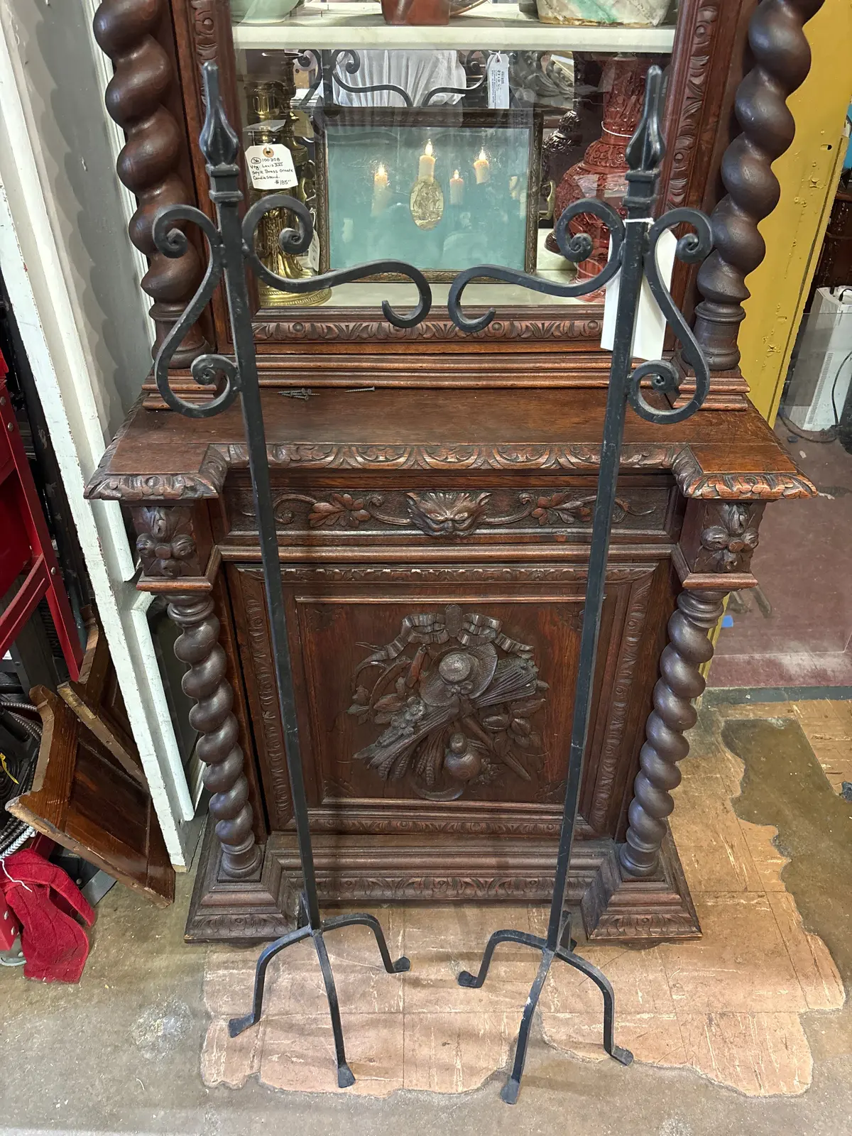 Pair Of Wrought Iron Stands With Hanger Hooks 1