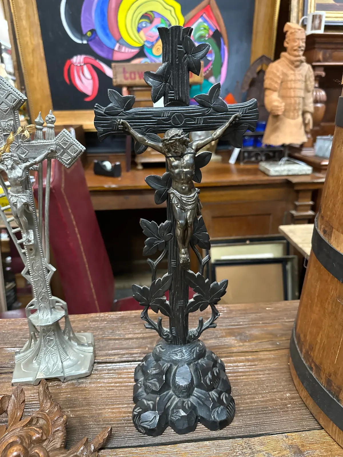Black Forest Wood Carved Crucifix 1