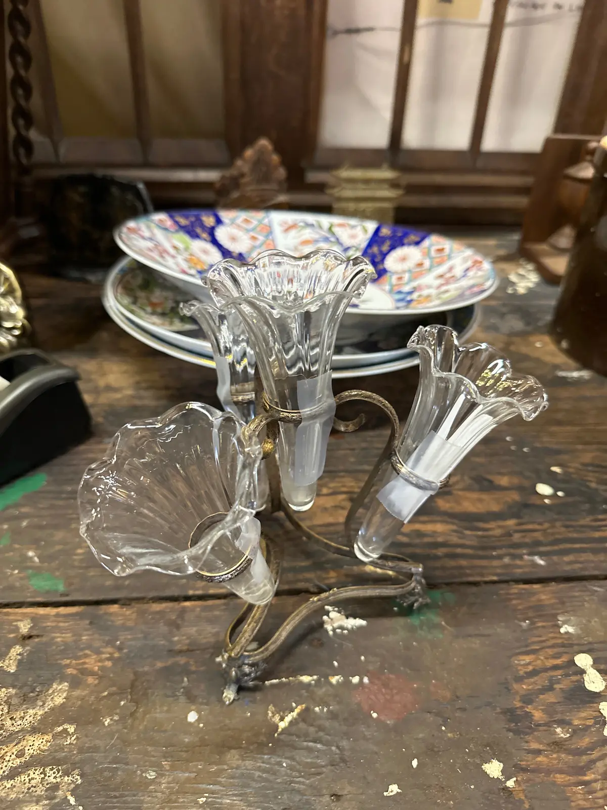 Brass And Glass Epergne 1