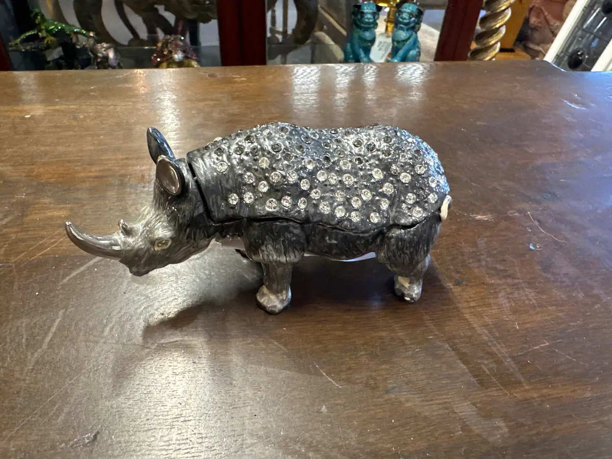 Small Enameled And Jeweled  Rhino Box 1