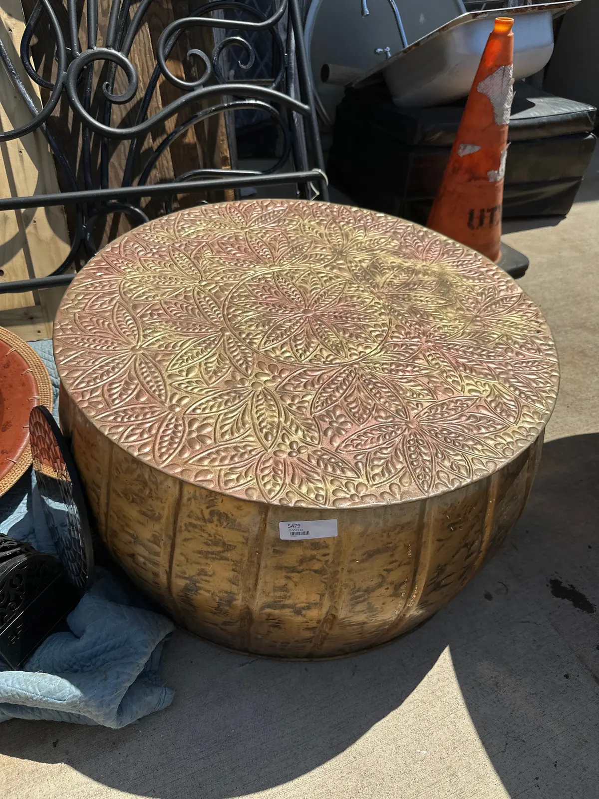 Embossed Metal Drum Coffee Table 1