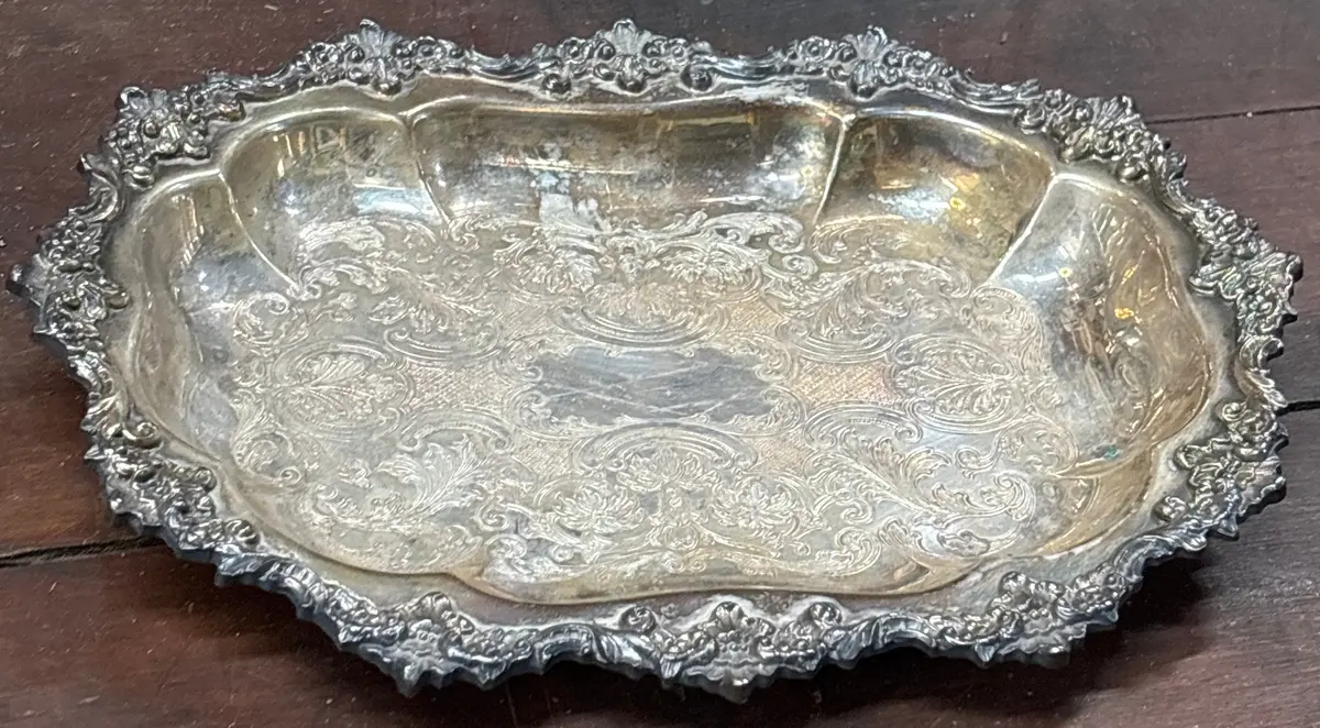 Small Ornate Silver Plate Tray 1