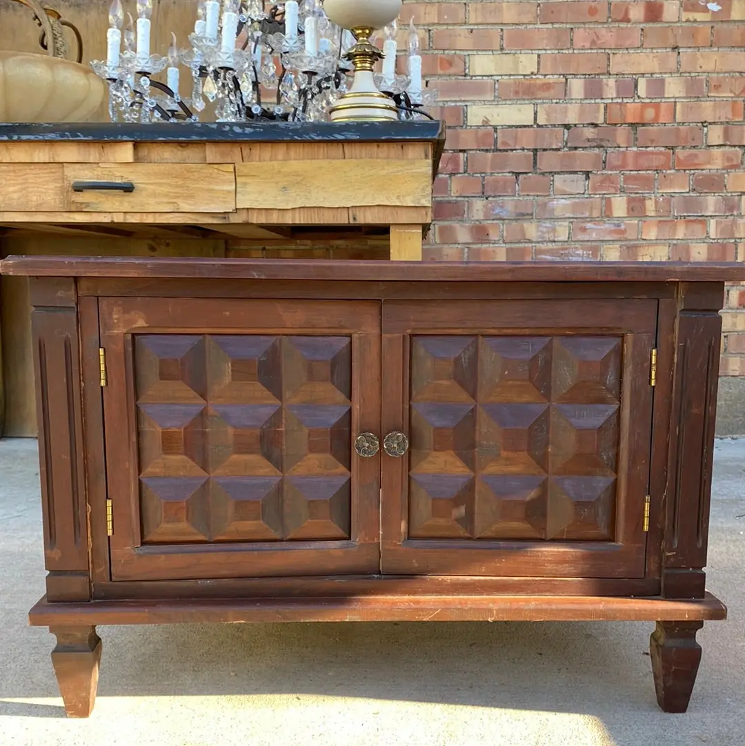 Midcentruy Low Multi-Paneled Door Side Cabinet 1