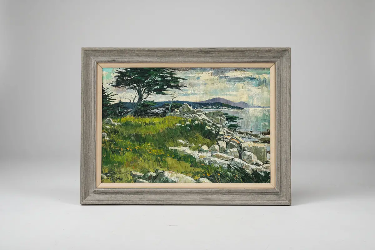 Large Landscape Coastal Scene Oil Painting Signed Robert Totten 1