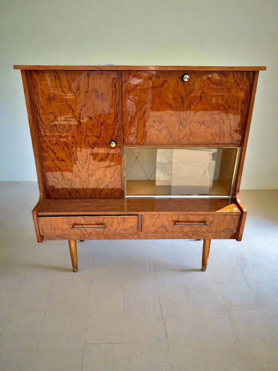Small Midcentury Modern Bar Cabinet 1