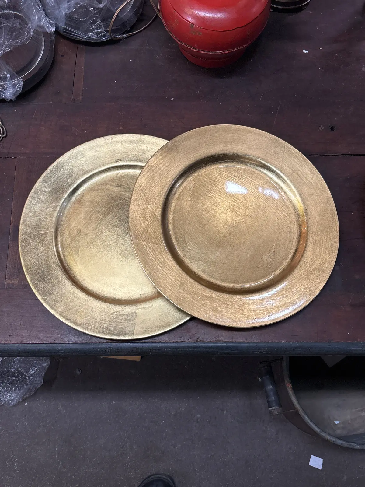 As Found Pair Of Gold Plastic Plates 1