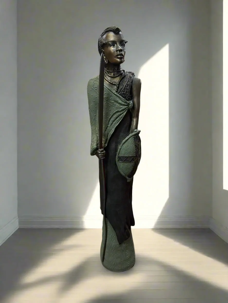 Tall Resin African Warrior-As Found 1