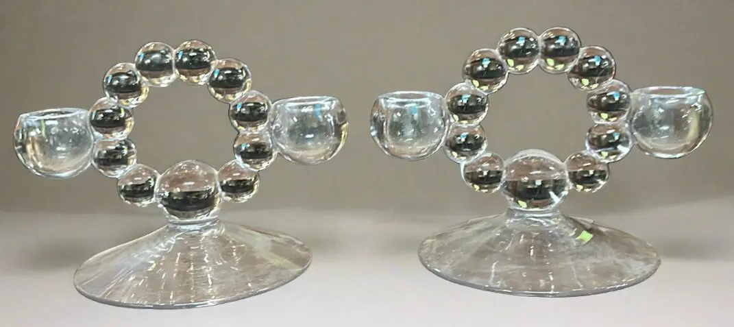 Pair  Of Cambridge Glass Candle Stands 1