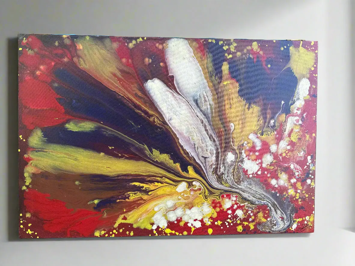 Unframed Floral Abstract Painting Signed Albright 1