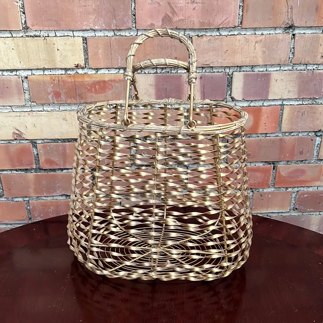 Golden Wicker Style Basket With Handles 1