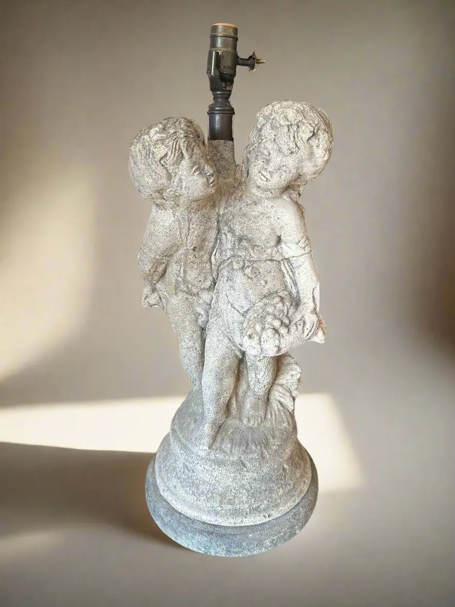 Heavy Stone Cherub Lamp 1