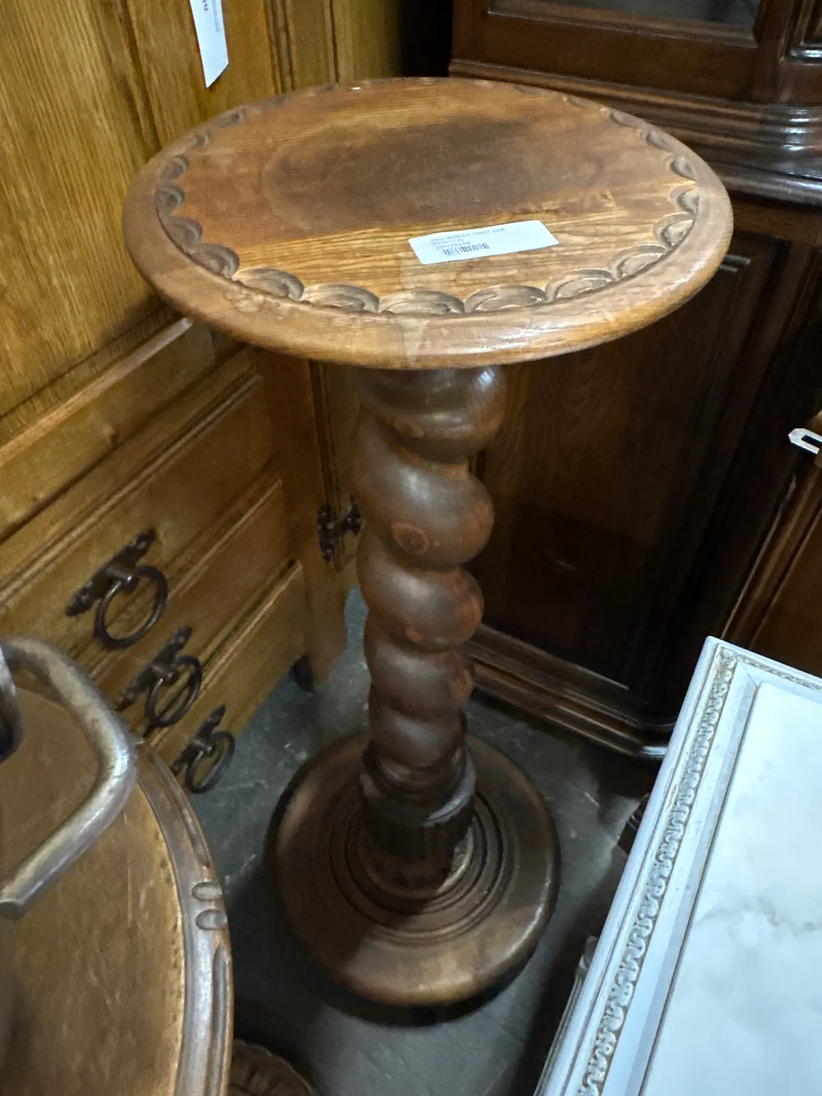 Tall Barley Twist Oak Pedestal 1