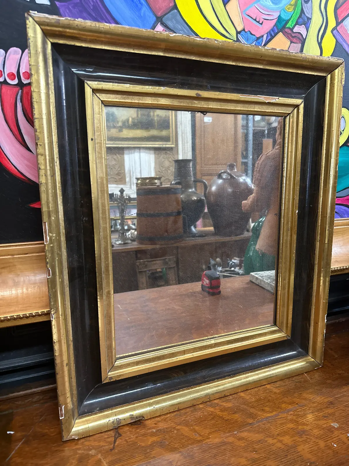Gilt And Burled Wood Framed Mirror As Found 1