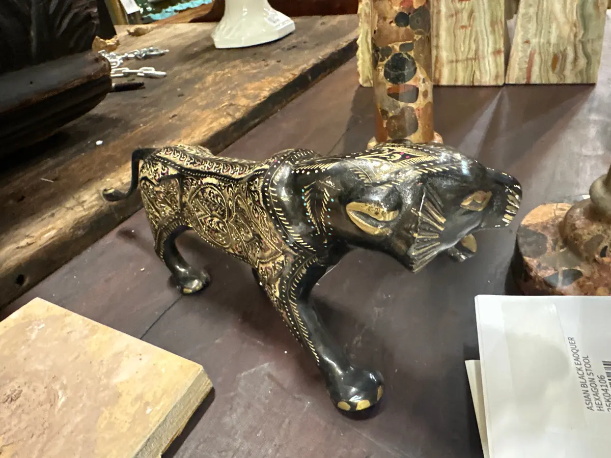 Incised Silver Leopard Figure 1