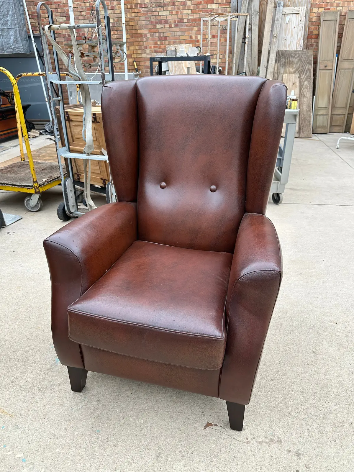 Leather High Back Wing Chair 1
