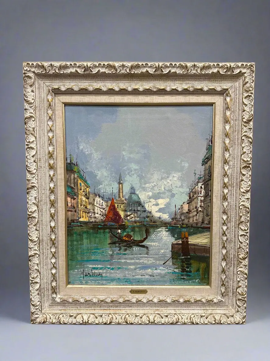 Framed Impressionist Oil Painting Of Venice 1
