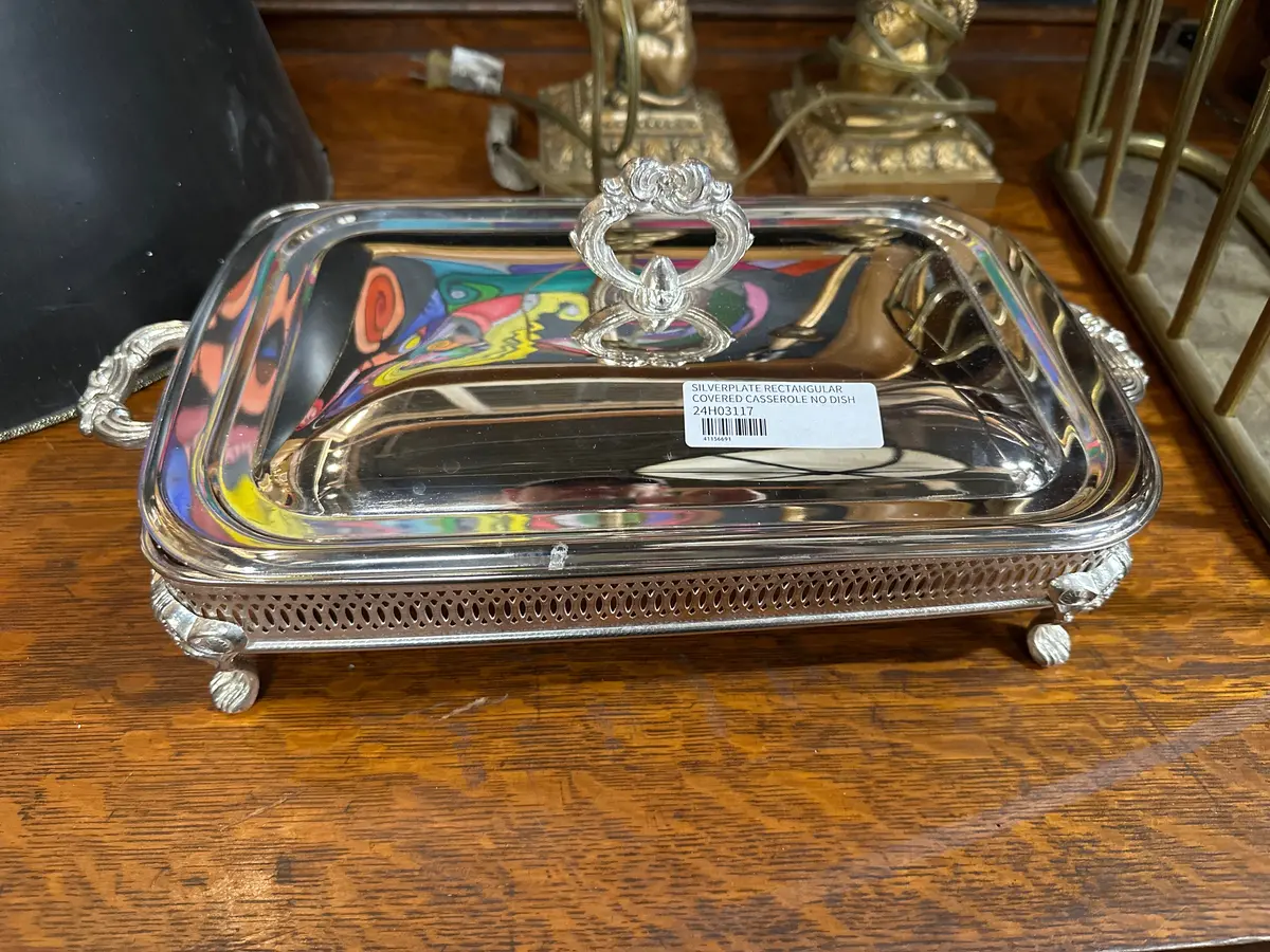Silverplate Rectangular Covered Casserole No Dish 1