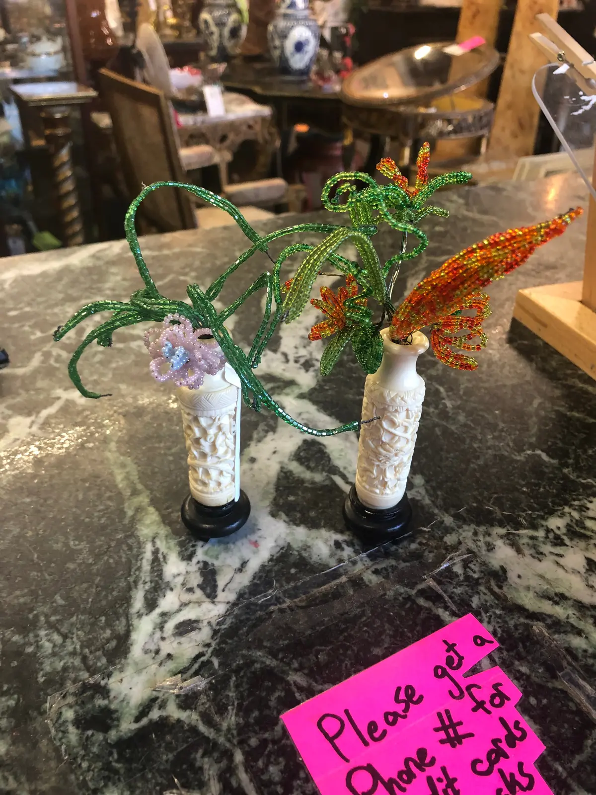 Pair Of Tiny Ivory Vases 1