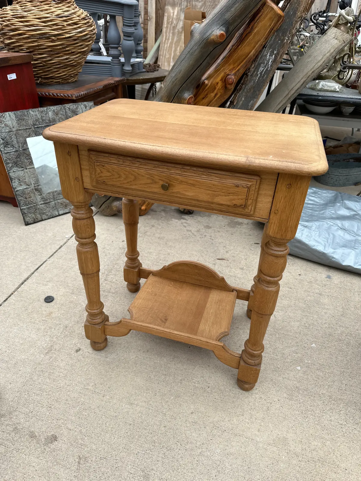 Blonde Oak  Table With Low Shelf 1