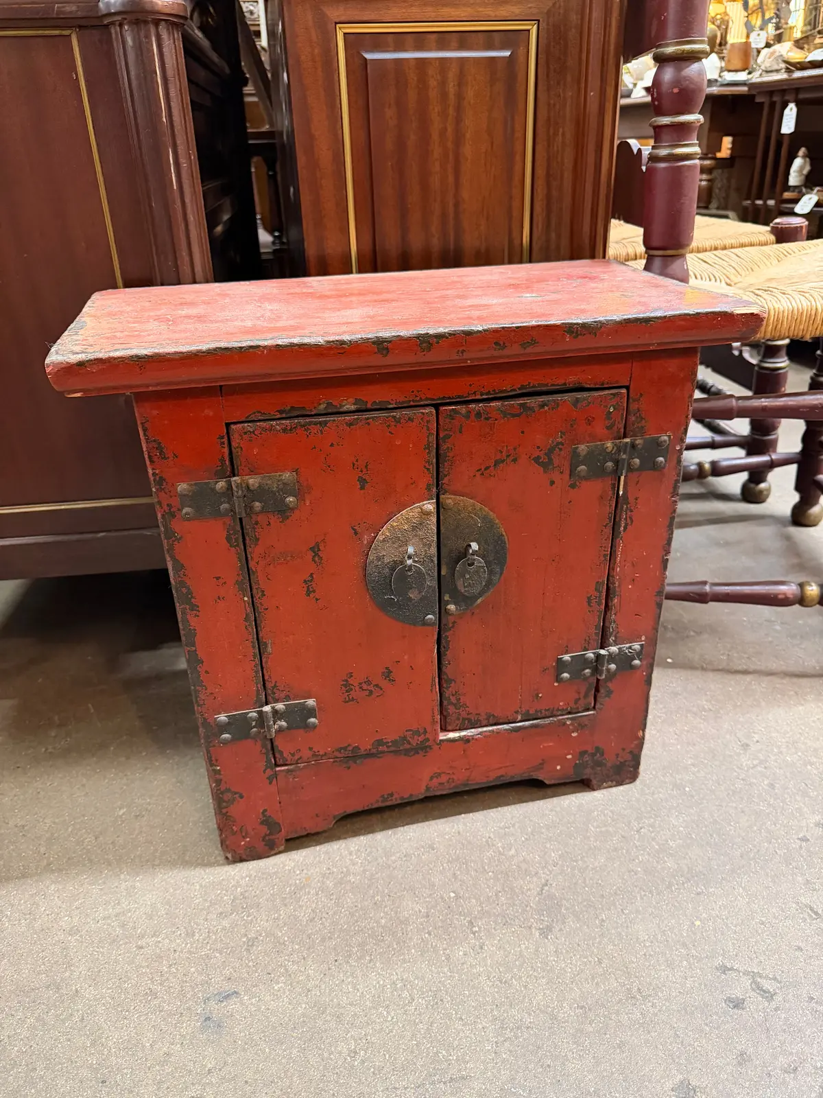 Small Red Chinese Side Cabinet 1