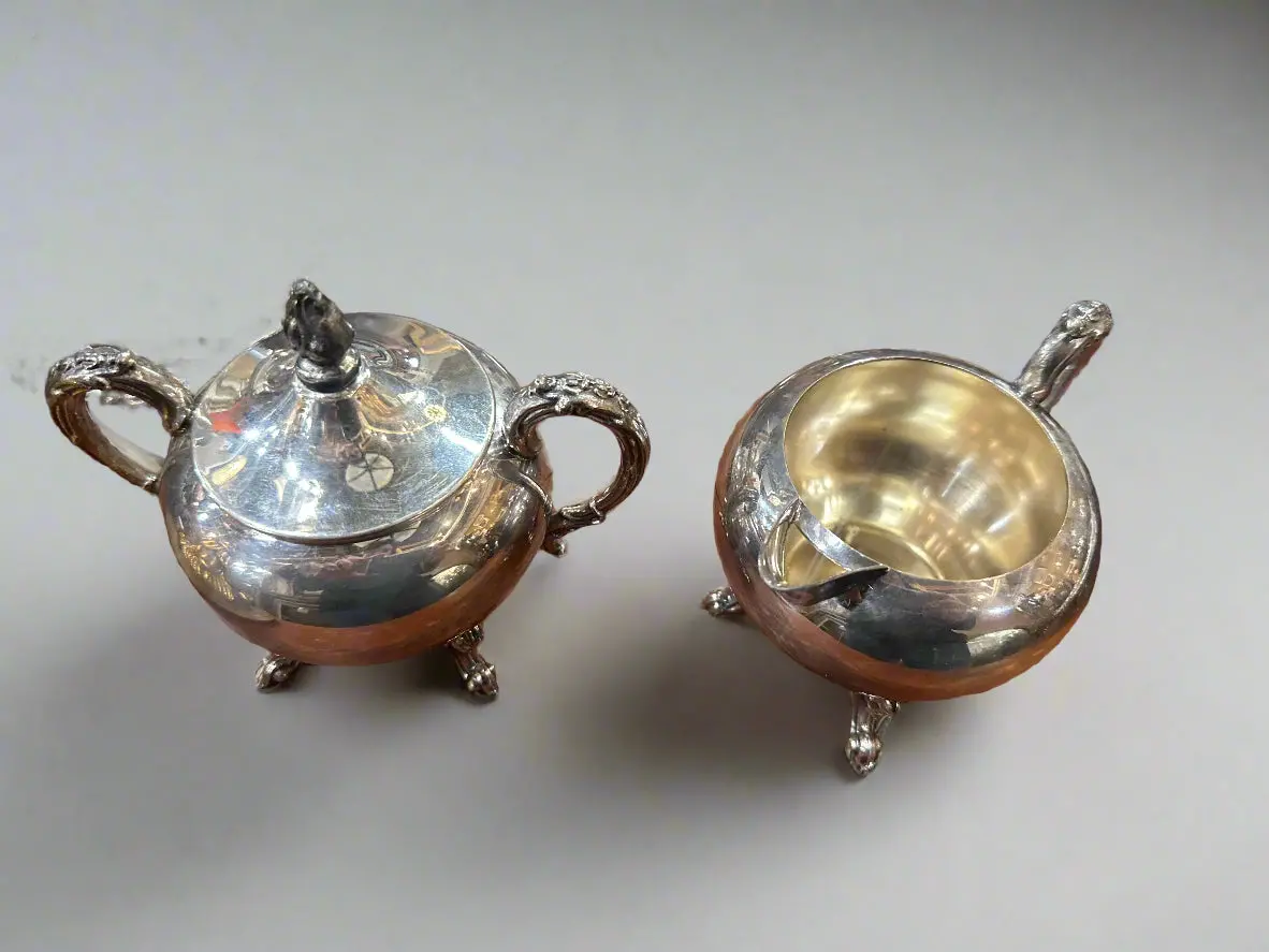 Pair Of Ornate Cream And Sugar 1
