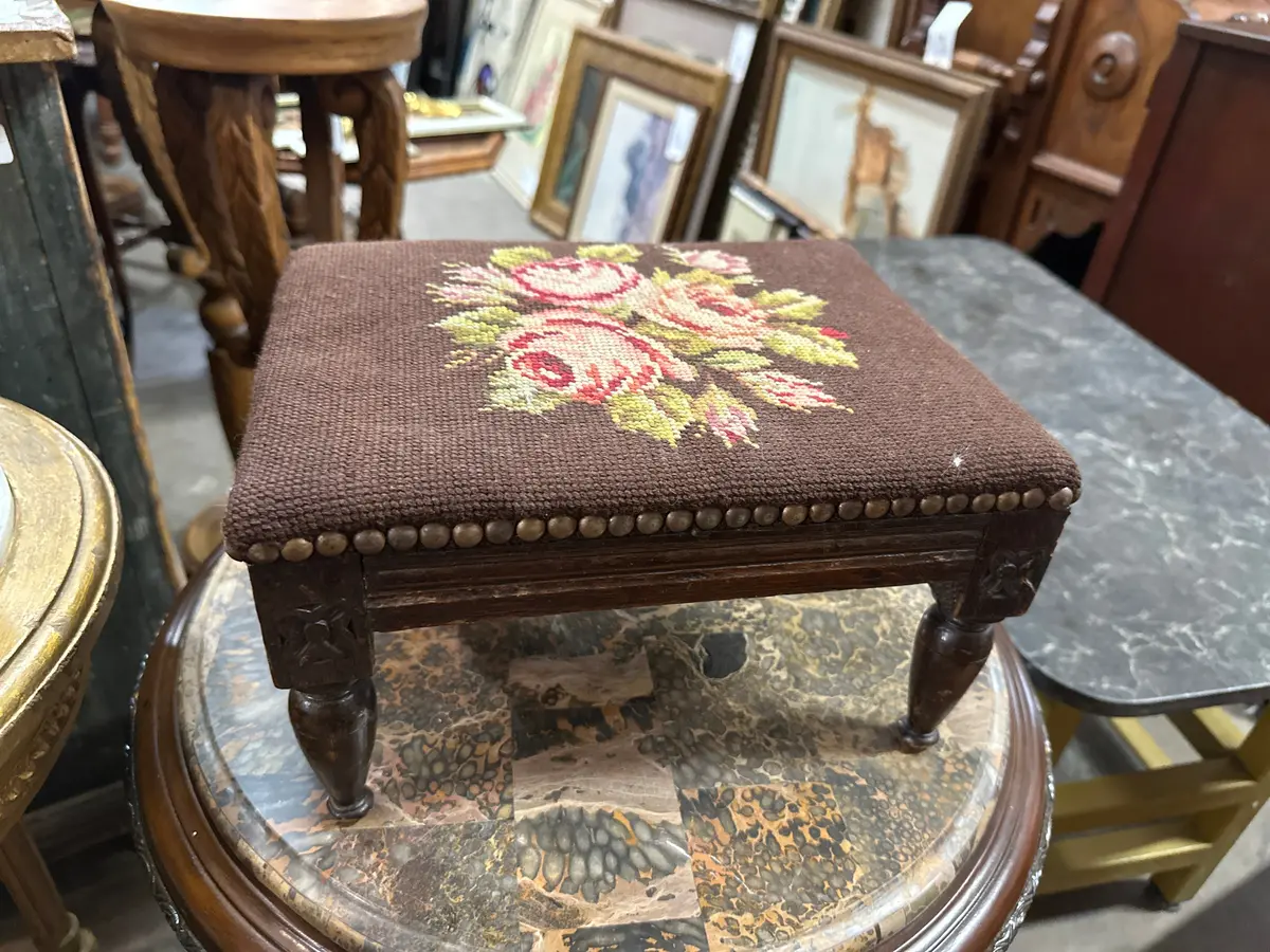 Tiny Louis Xvi Needle Point Stool 1