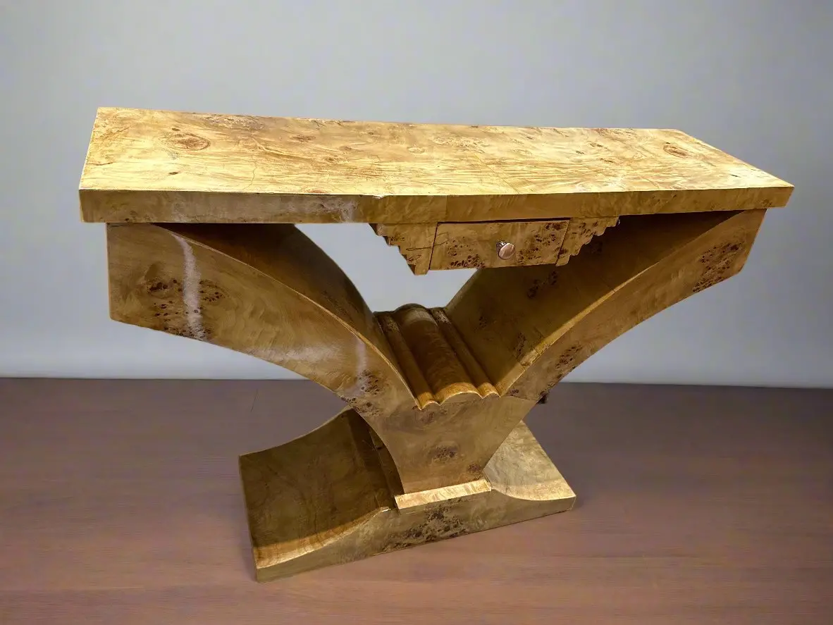 Deco Birds Eye Maple Console Table 1
