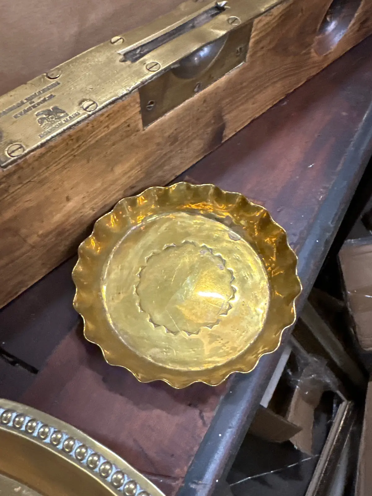 Small Brass Bottle Open Ash Tray 1