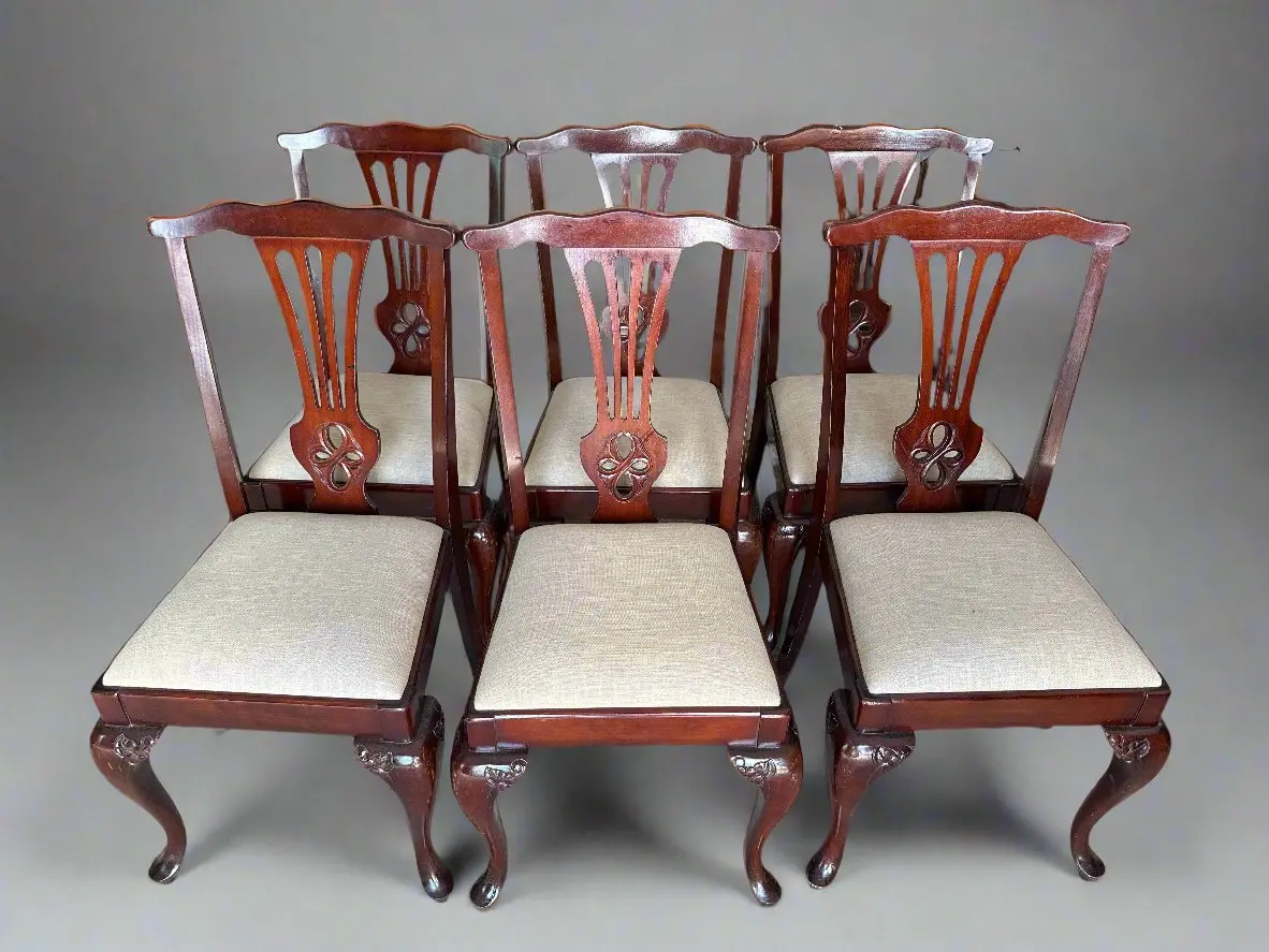 Set Of 6 Queen Anne Mahogany Chairs 1
