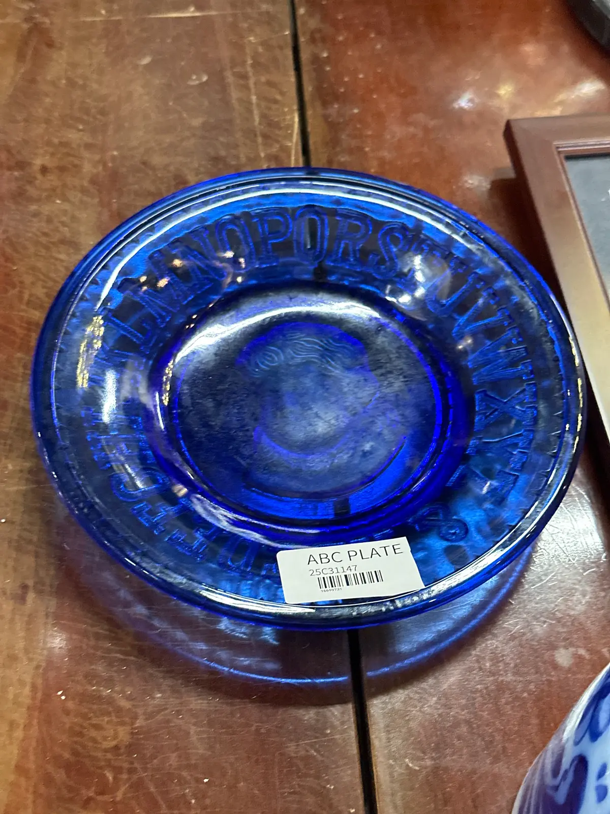 Cobalt Blue Embossed Abc Plate 1