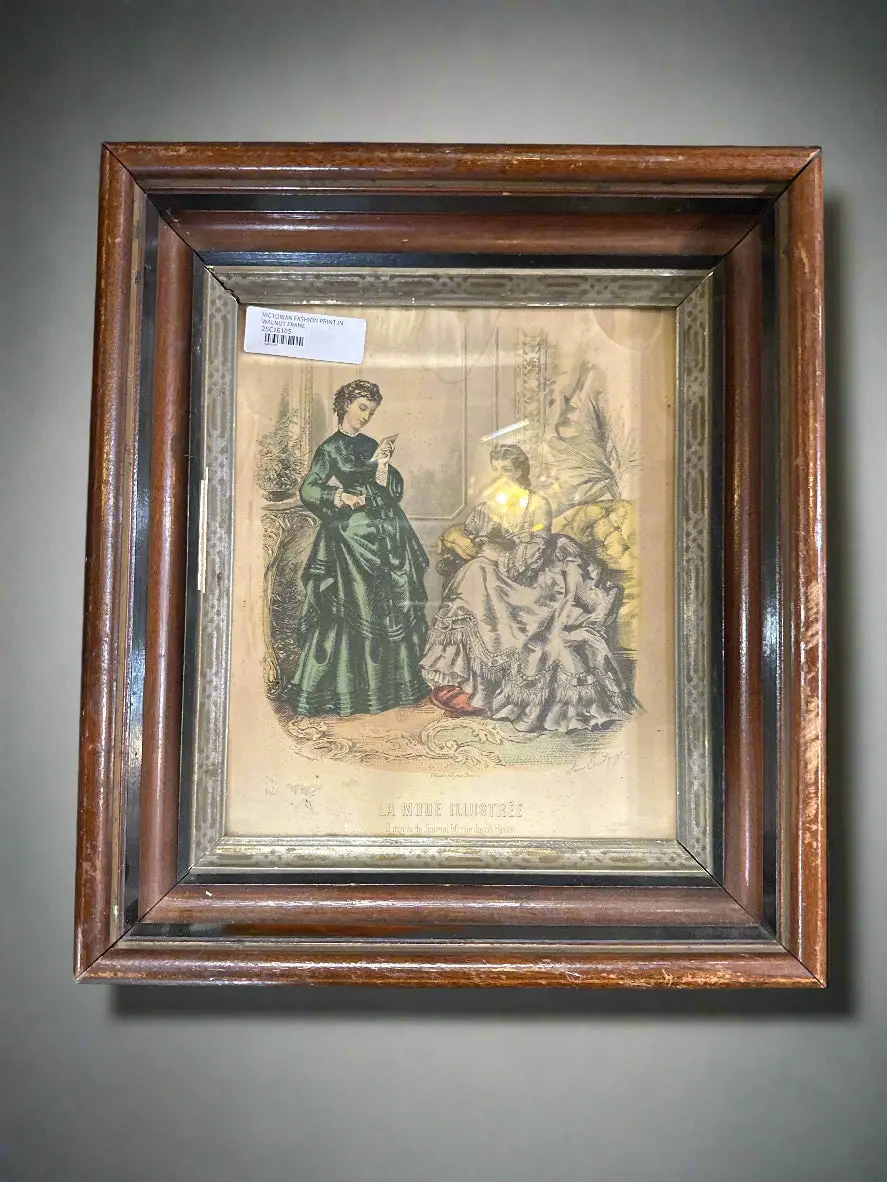 Victorian Fashion Print In Walnut Frame 1