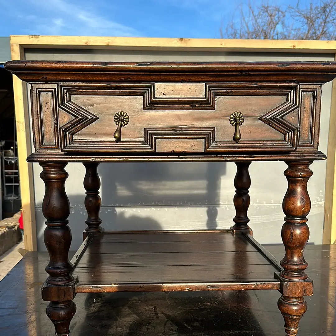 Spanish Style End Table With Drawer 1