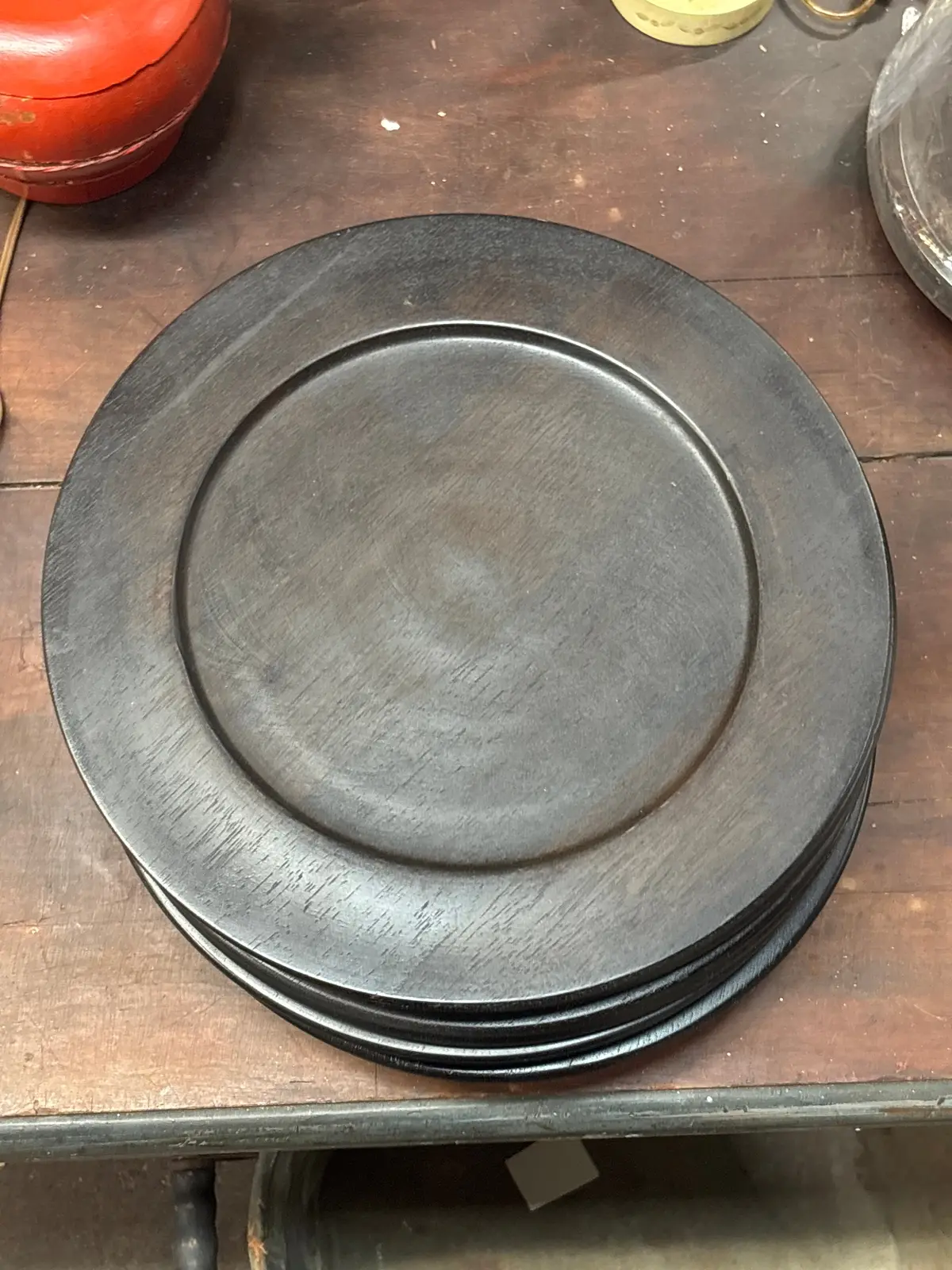 Set Of 10 Black Wooden Under Plates 1