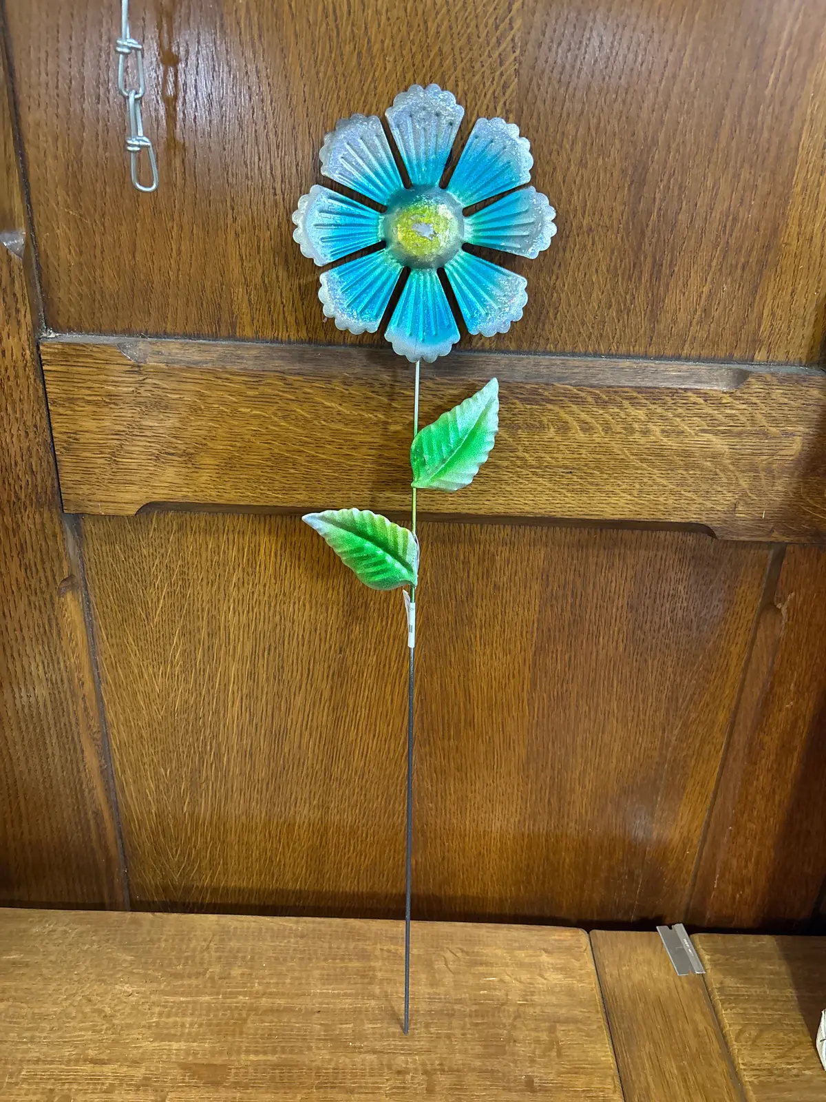 Silver And Blue Metal  Flower Garden Stake 1 Of 9 1