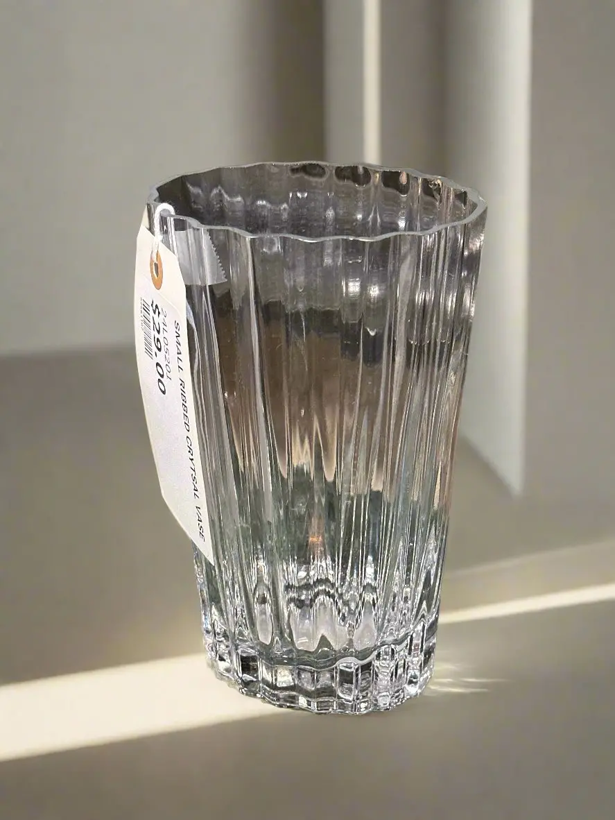Small Ribbed Crytsal Vase 1
