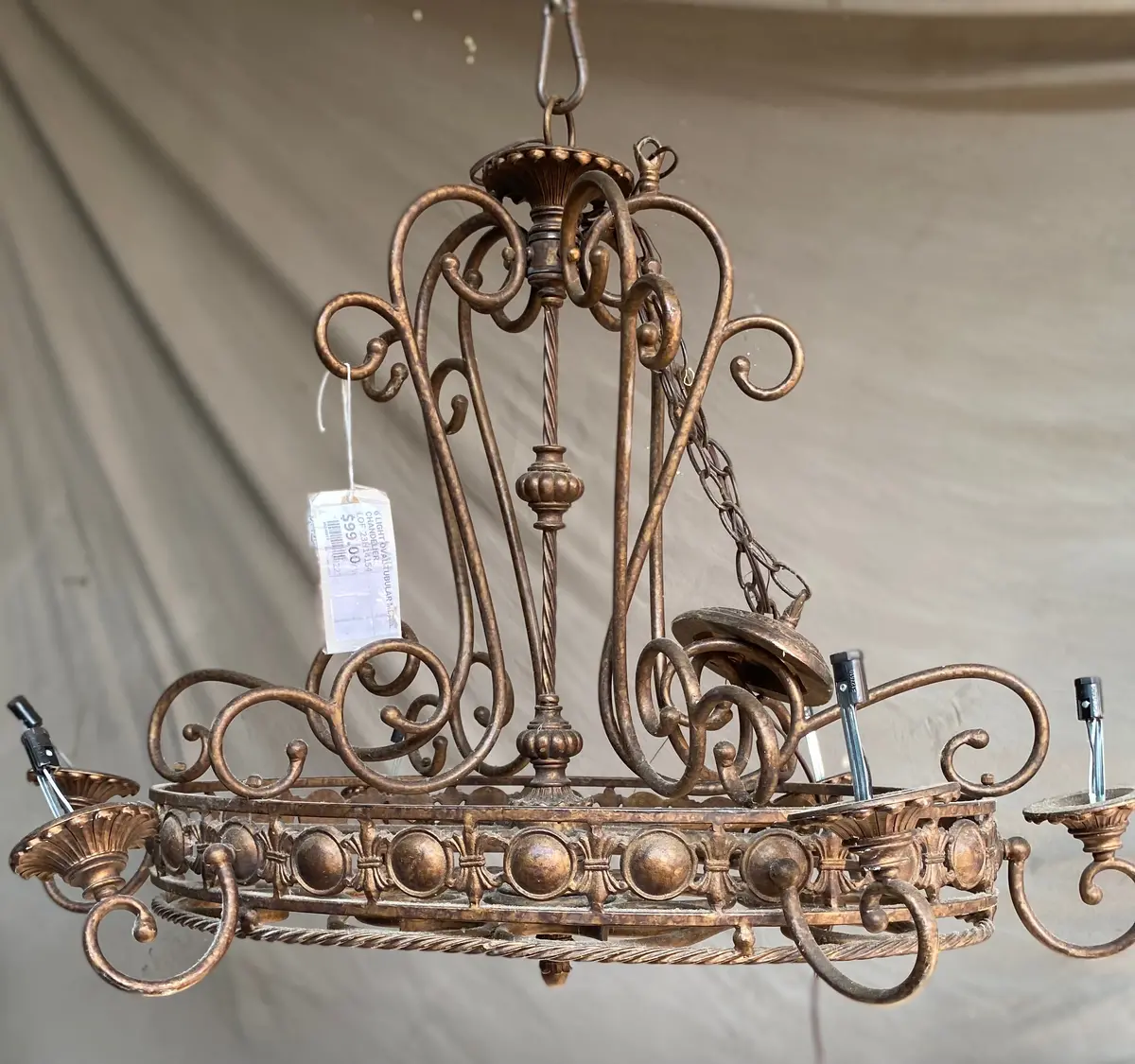 6 Light Oval Tubular Metal Chandelier 1