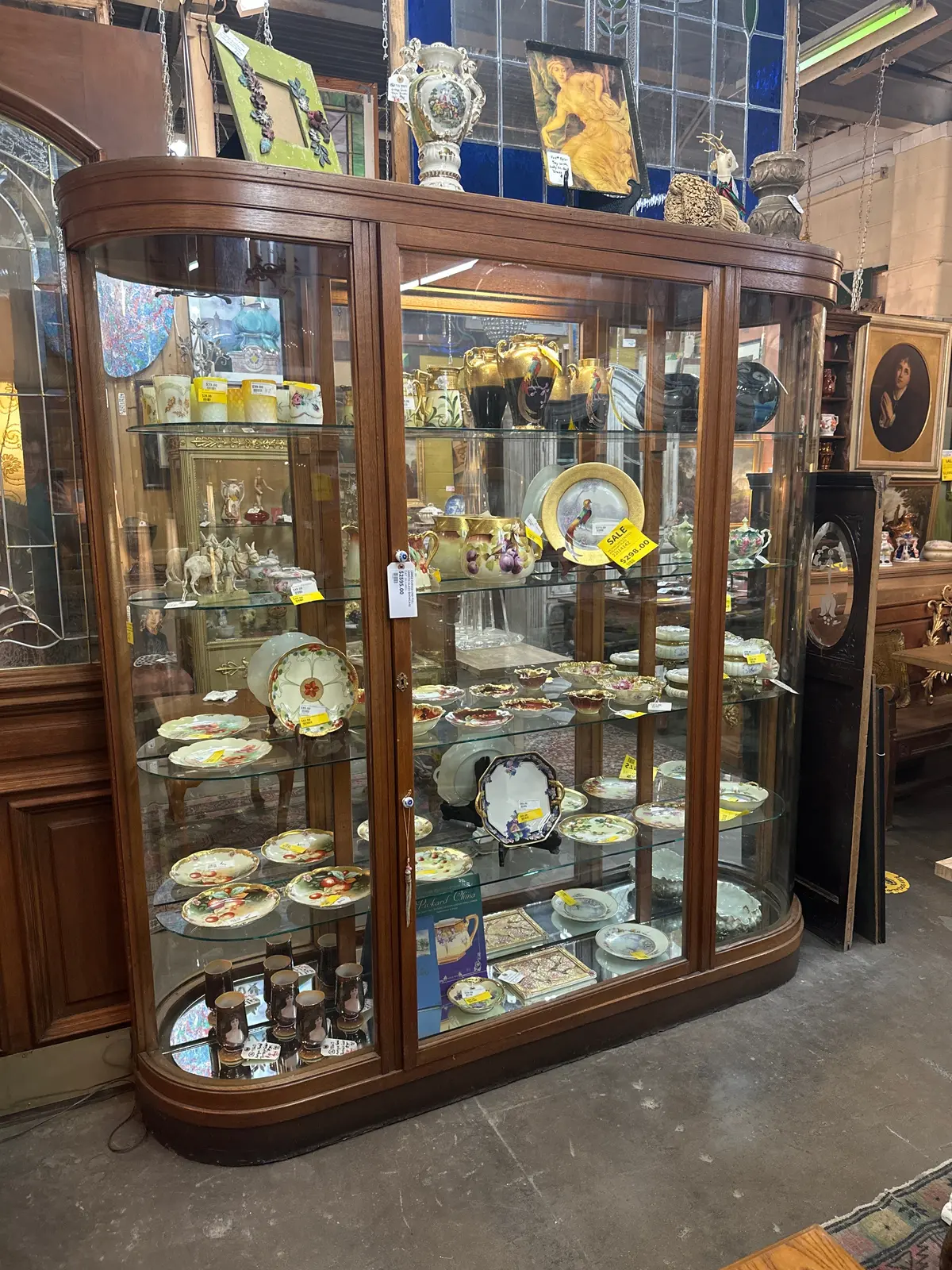 Large Curved End Full Length Glass Showcase 1