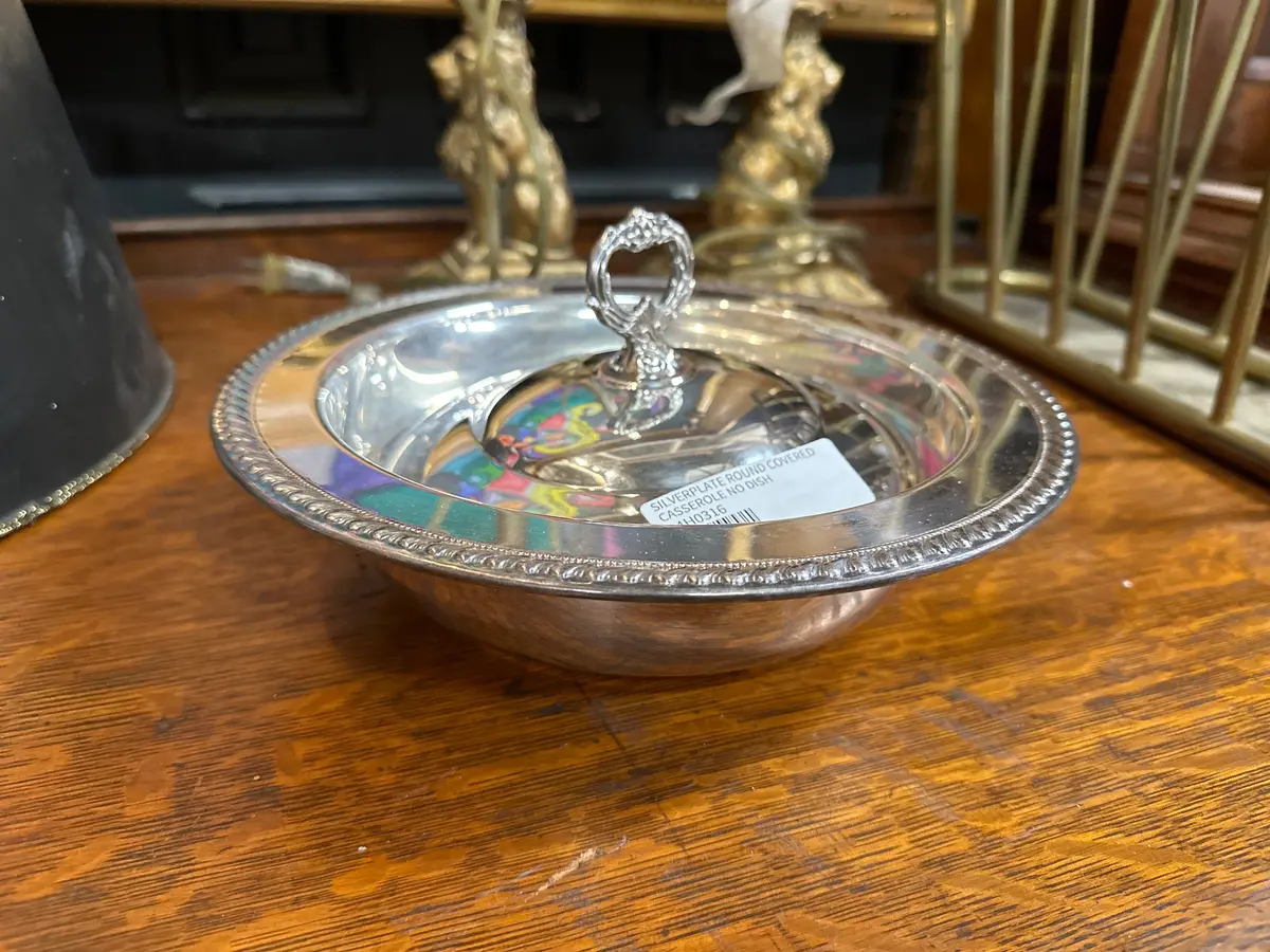 Silverplate Round Covered Casserole No Dish 1