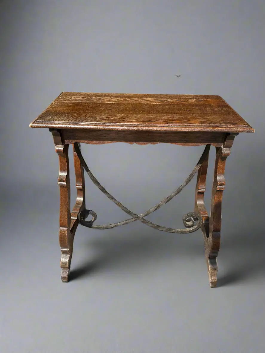 Spanish Baroque Oak And Iron Side Table 1